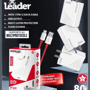 Sonilex 80W Flash Charging Adapter with Type-C Data Cable (SL-HC-836)